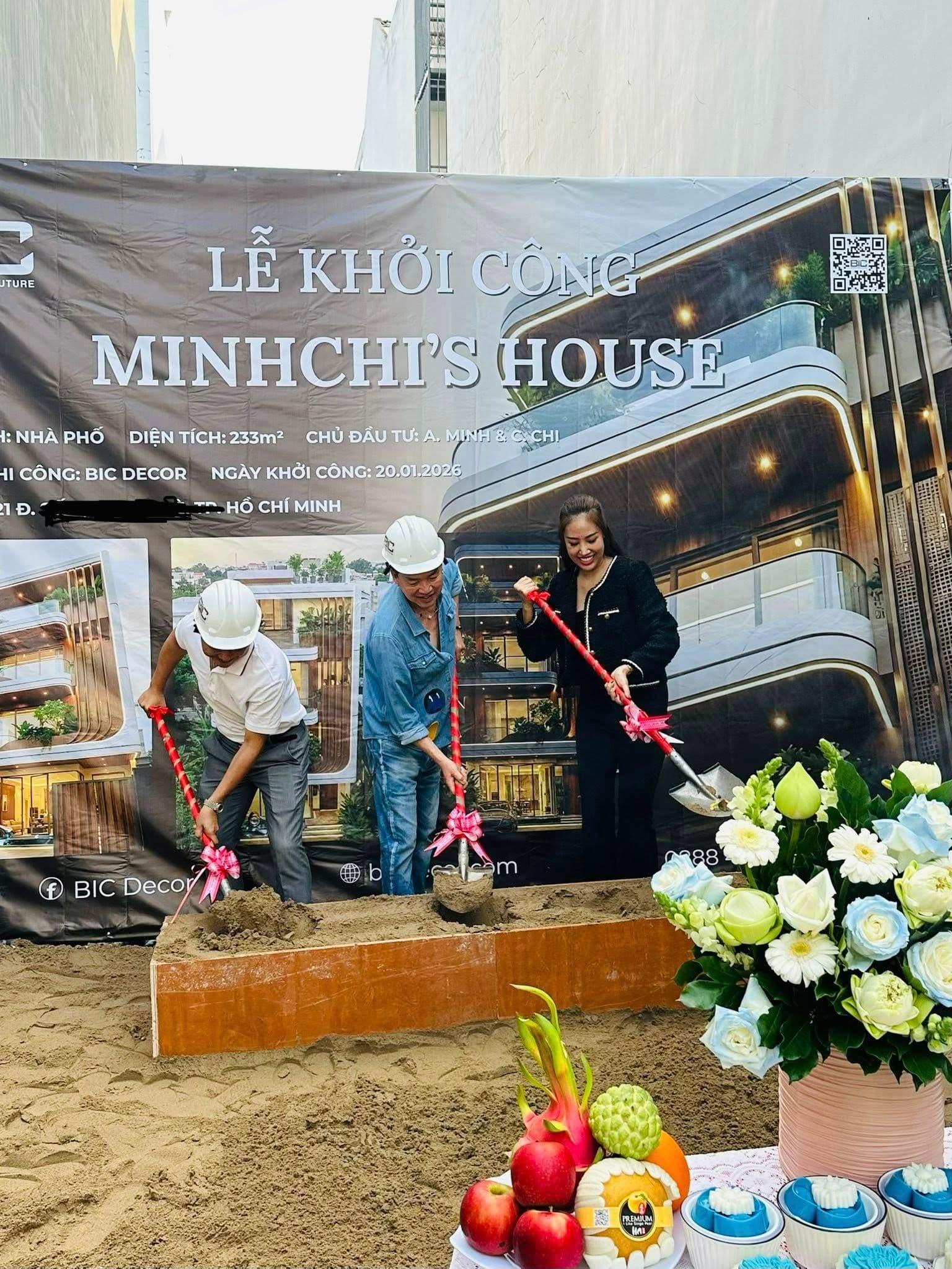 Lễ khởi công xây dựng 'MinhChi's House', tổ ấm mới của nghệ sĩ Quang Minh và Tăng Khánh Chi.