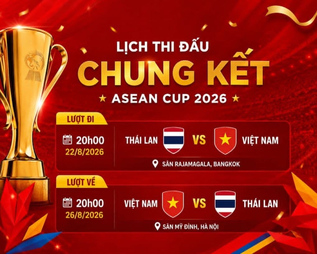 Lịch thi đấu chung kết ASEAN Cup 2026 giữa Việt Nam và Thái Lan