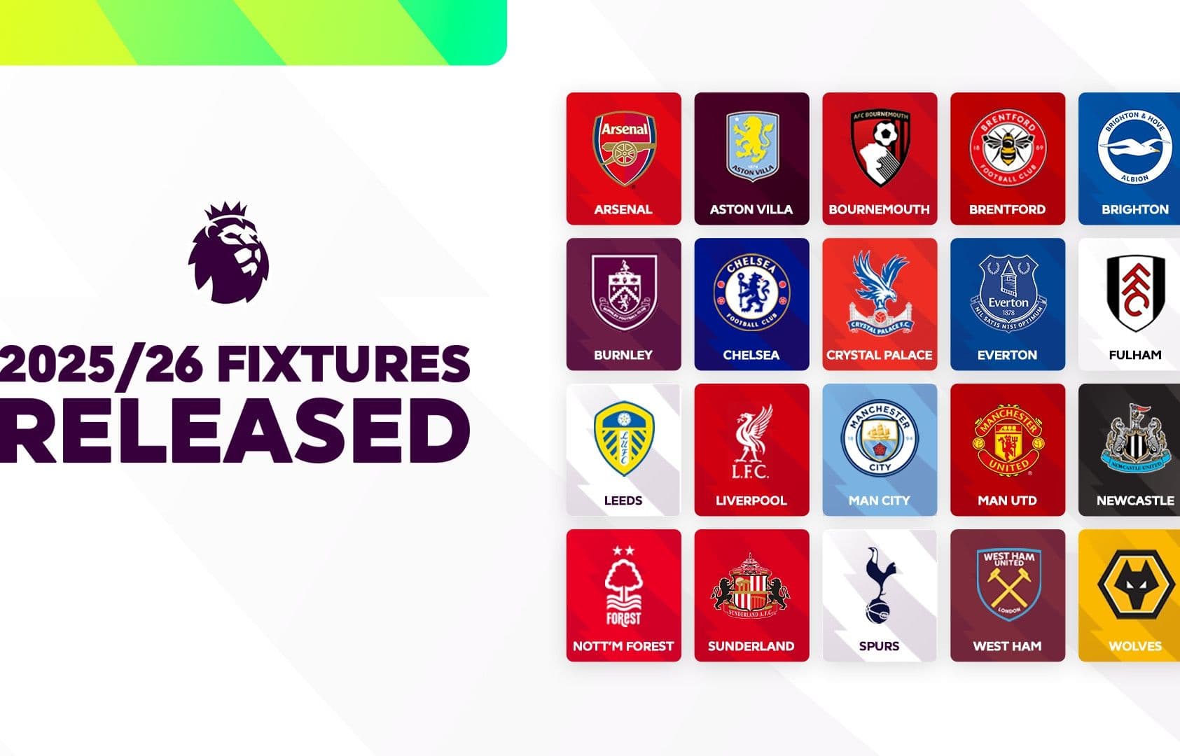 Lịch thi đấu Ngoại hạng Anh 2025/26, bao gồm trận đấu sắp tới giữa Arsenal và Manchester City.