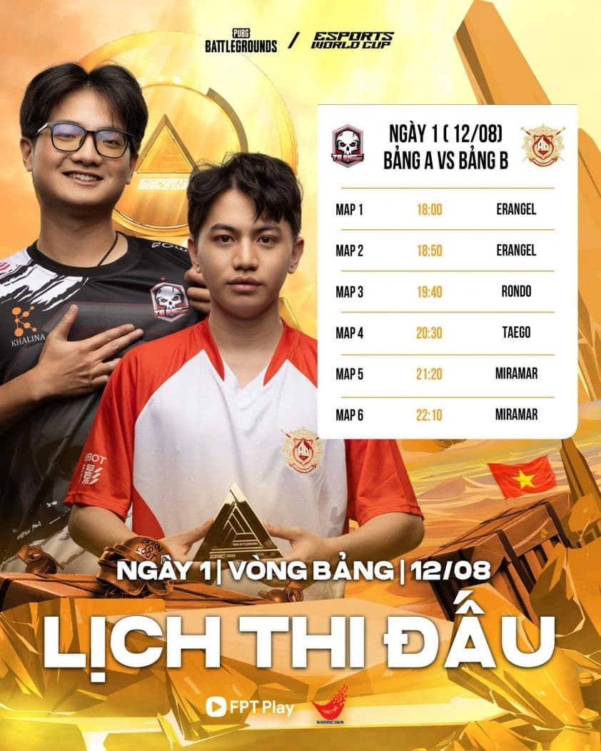 Lịch thi đấu PUBG EWC 2025 với các đội tuyển Việt Nam