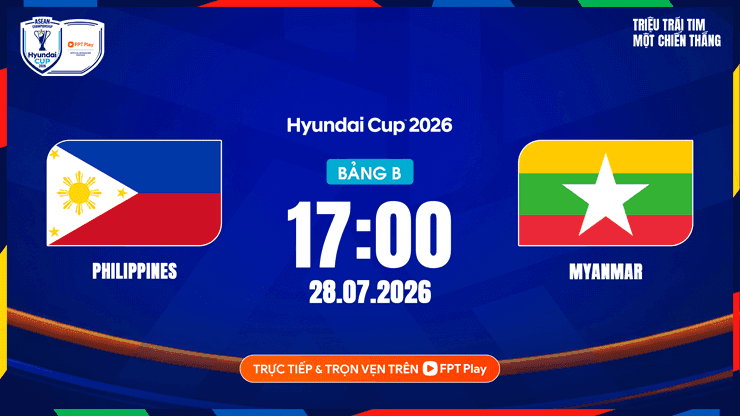 Lịch thi đấu và thông tin trận đấu giữa Philippines và Myanmar tại Hyundai Cup 2026