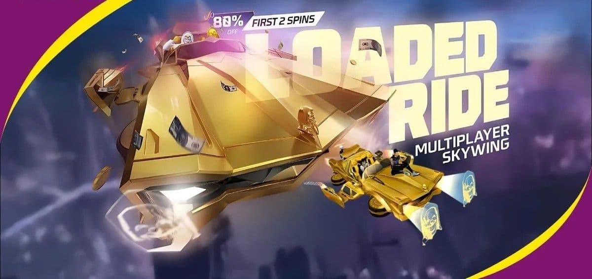 Loaded Ride Skywing trong Free Fire MAX, vật phẩm cho phép nhiều người chơi đổ bộ cùng lúc.