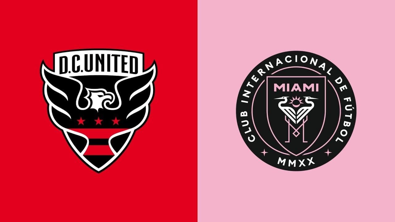 Logo của D.C. United và Inter Miami, hai đội bóng đối đầu trong trận đấu MLS 2025.
