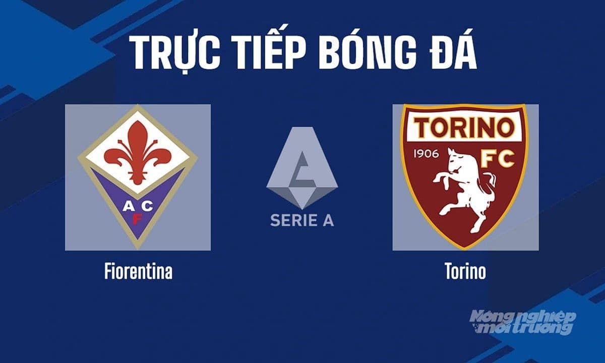 Logo Fiorentina và Torino cùng biểu tượng Serie A, minh họa trận đấu trực tiếp giữa hai đội.