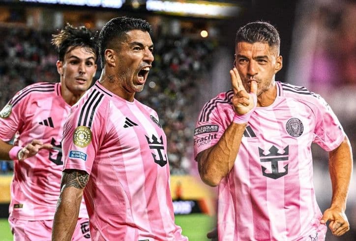 Luis Suarez của Inter Miami ăn mừng bàn thắng, tượng trưng cho hàng công mạnh mẽ trong trận đấu