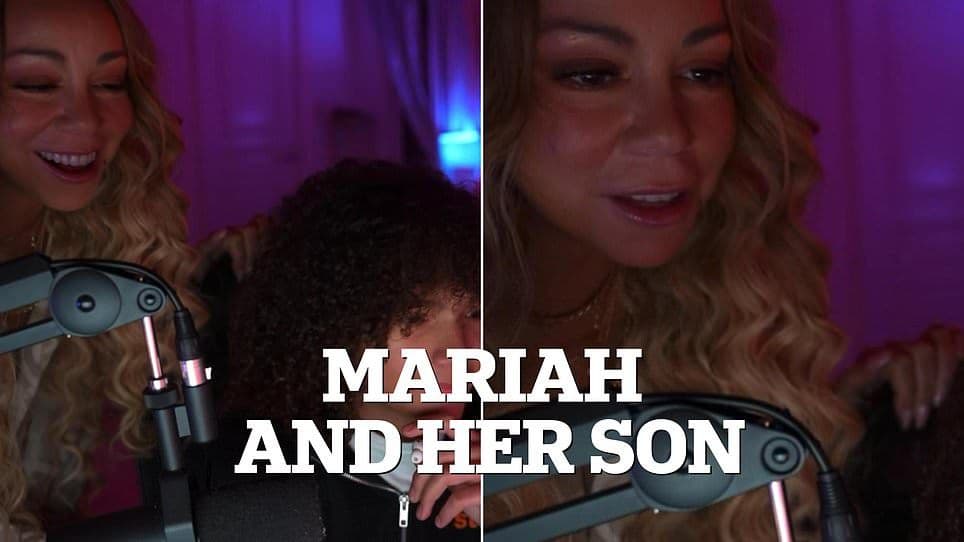 Mariah Carey và con trai Moroccan Cannon trong một buổi livestream, thể hiện khoảnh khắc thực tế bất ngờ trên Twitch.