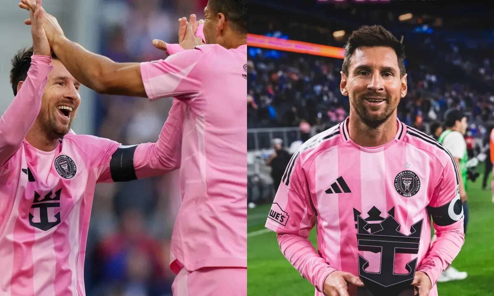 Messi ăn mừng bàn thắng, góp phần vào màn rượt đuổi tỷ số điên rồ của Inter Miami
