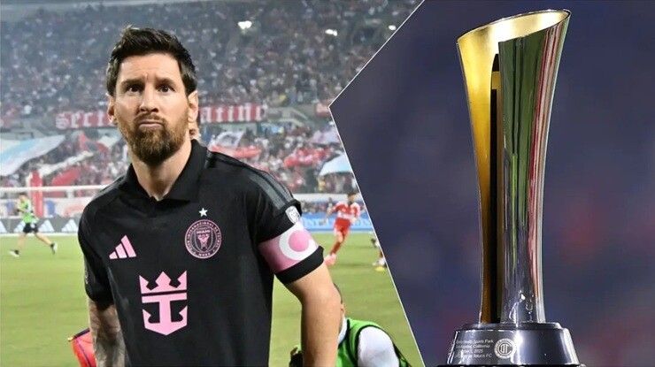 Messi trong màu áo Inter Miami và chiếc cúp, biểu tượng cho áp lực và định mệnh MLS