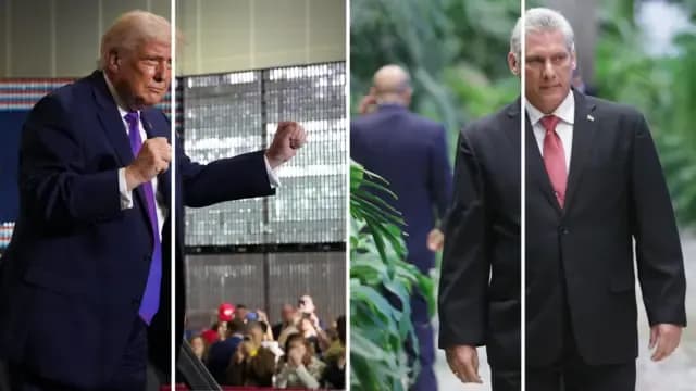 Miguel Díaz-Canel và Donald Trump, tượng trưng cho mối quan hệ căng thẳng giữa Cuba và Mỹ.