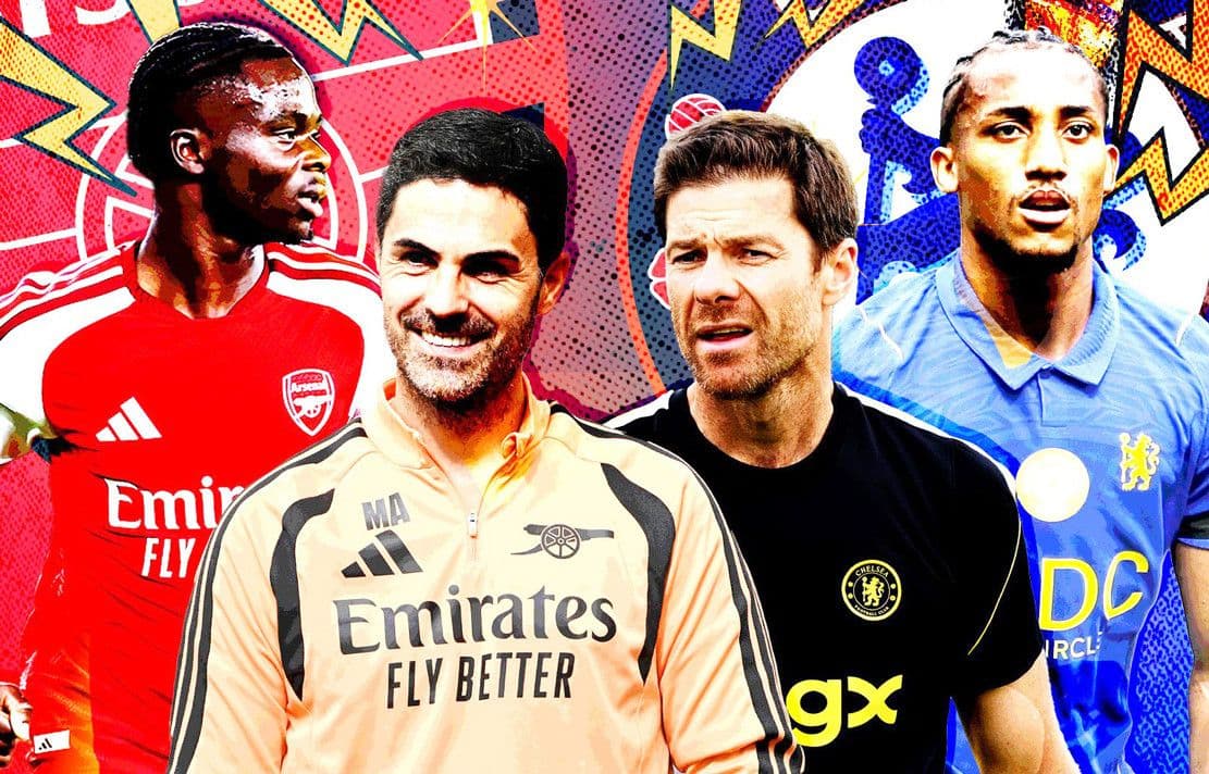 Mikel Arteta của Arsenal và Xabi Alonso của Chelsea cùng các cầu thủ chủ chốt trước trận derby London.