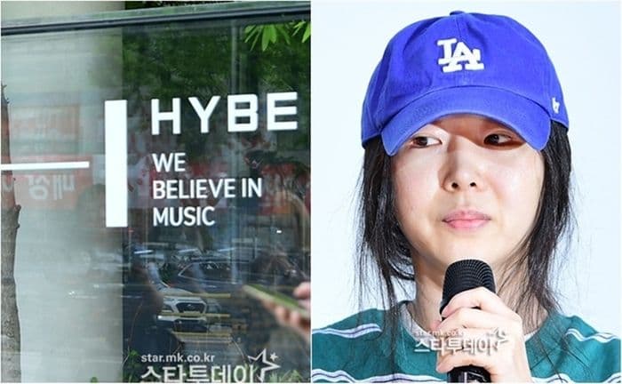 Min Hee-jin, cựu CEO ADOR, và logo HYBE, biểu tượng cho cuộc đối đầu quyền lực và sáng tạo trong ngành K-pop.