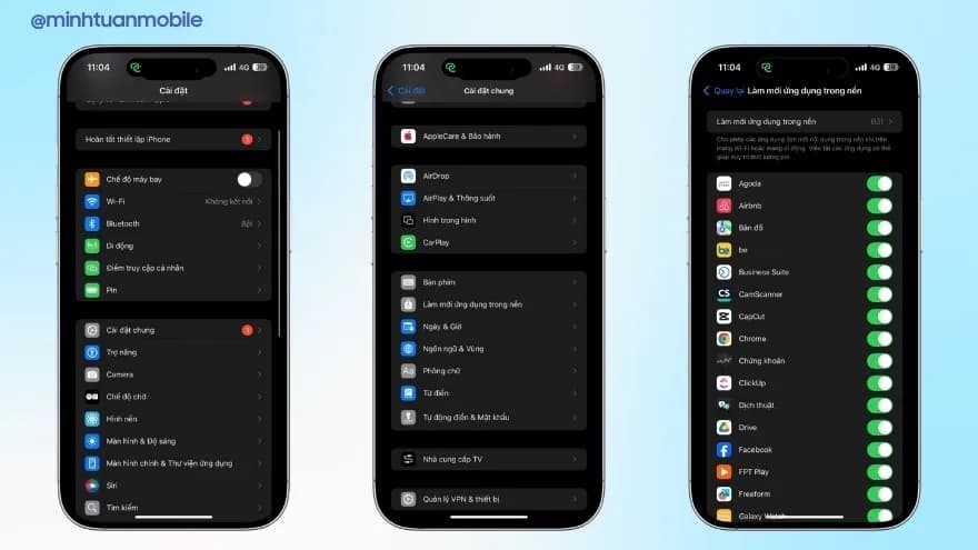 Màn hình cài đặt iOS với các tùy chọn tối ưu hóa hệ thống, thể hiện triết lý tập trung sửa lỗi và tinh chỉnh nền tảng.