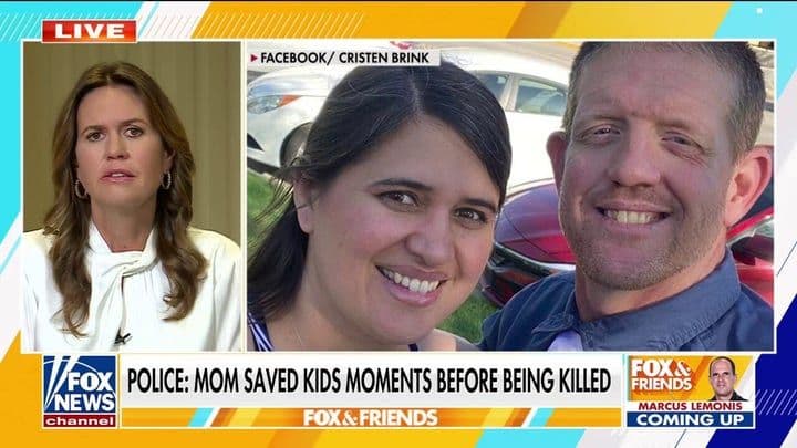 Màn hình tin tức về Cristen Brink, người mẹ dũng cảm đã cứu các con trước khi bị sát hại.