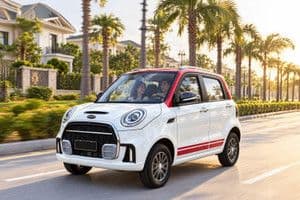 Một mẫu xe điện nhỏ gọn, tượng trưng cho thị trường xe điện đang phát triển và sự cạnh tranh mà THACO đối mặt.