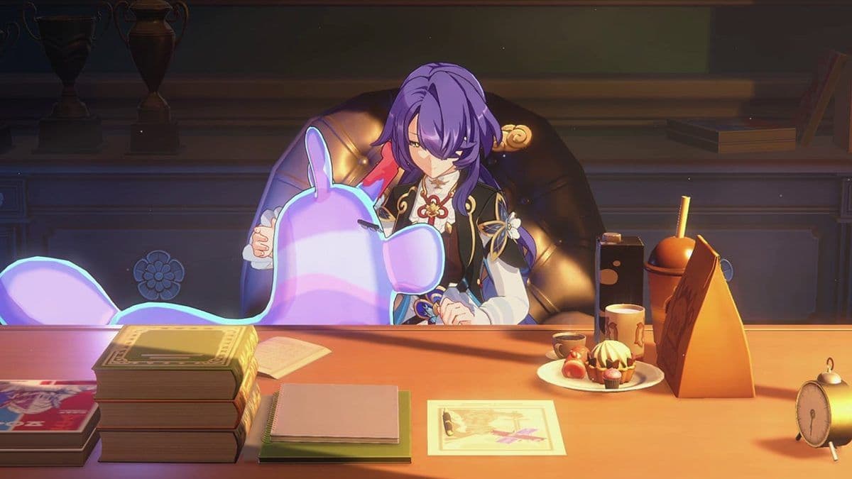 Một nhân vật trong Honkai: Nexus Anima tương tác với sinh vật Anima giống Puddlipup.