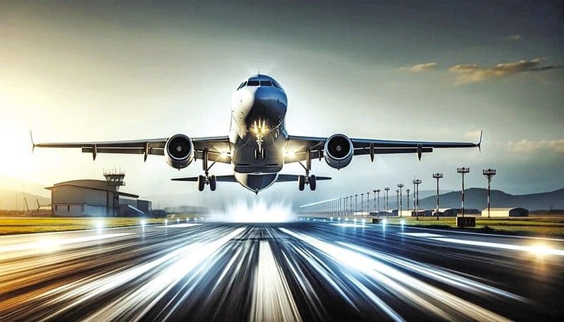 Máy bay cất cánh từ sân bay quốc tế, biểu tượng cho khát vọng vươn tầm toàn cầu của Việt Nam