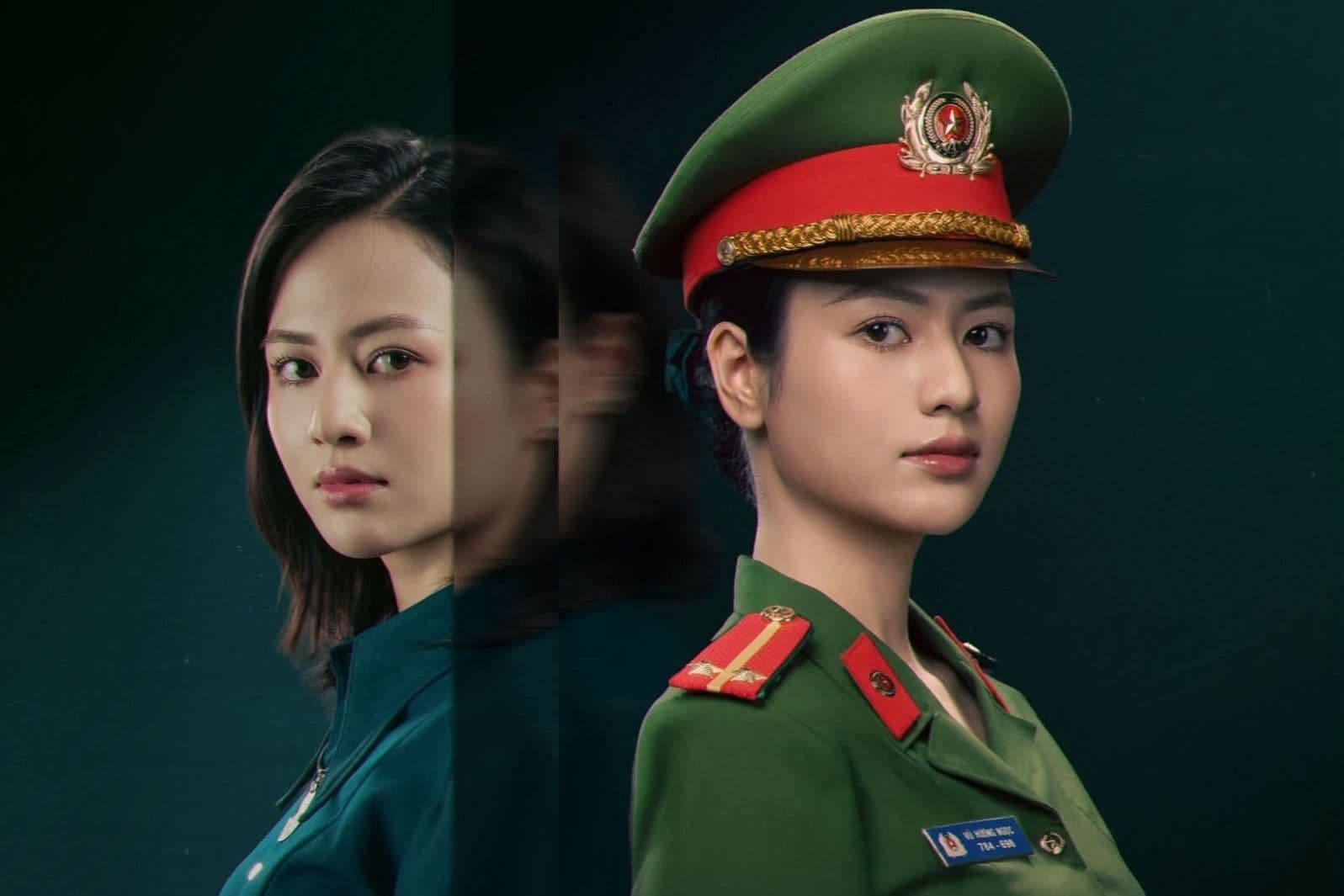 Nữ cảnh sát chìm Mai (Việt Hoa) trong phim Lửa Trắng, một nửa trong trang phục thường dân và một nửa trong quân phục công an, thể hiện vai trò kép đầy nguy hiểm.