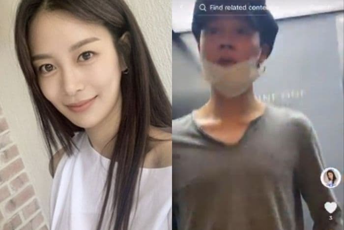 Nữ diễn viên Song Da-eun và hình ảnh cắt từ video Jimin trong thang máy, tâm điểm của vụ việc.