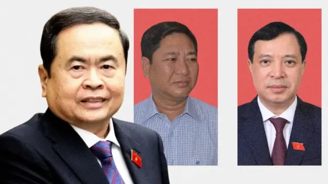 Ông Trần Quốc Nam (giữa) và ông Lại Thế Nguyên (phải), hai đại biểu Quốc hội được cho thôi nhiệm vụ.