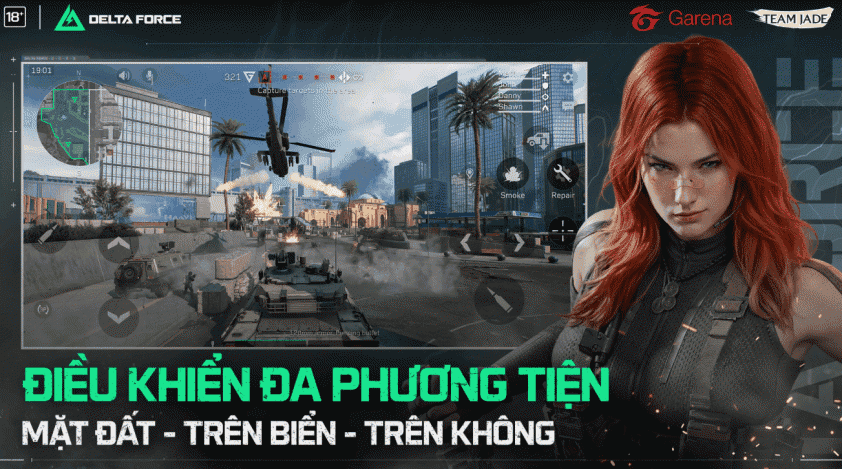 Người chơi điều khiển nhiều loại phương tiện chiến đấu như xe tăng và trực thăng trong Garena Delta Force.