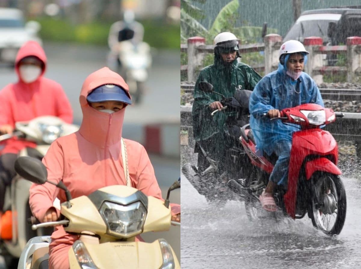 Người dân di chuyển trong điều kiện thời tiết khắc nghiệt, minh họa sự thay đổi đột ngột của thời tiết do áp thấp nhiệt đới.