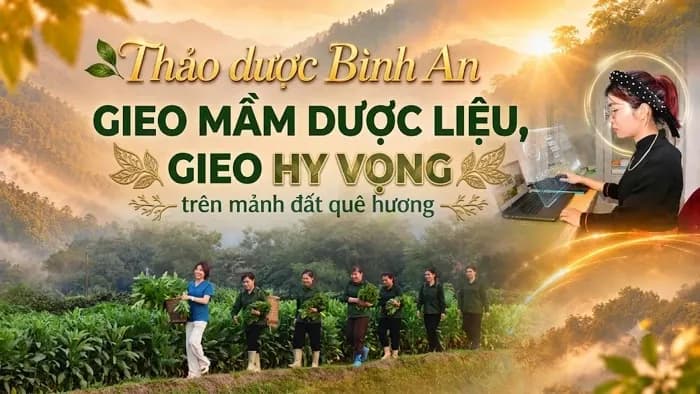 Người dân làm việc trên cánh đồng, tượng trưng cho sự vun đắp, phát triển và gieo mầm hy vọng cho tương lai.