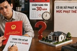 Người đàn ông lo lắng với giấy tờ pháp lý và thông báo phạt, minh họa gánh nặng tuân thủ quy định đối với hộ kinh doanh.