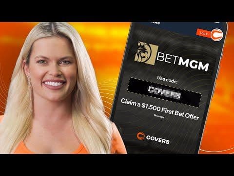 Người phụ nữ mỉm cười bên cạnh ứng dụng cá cược thể thao BetMGM trên điện thoại, minh họa tâm lý đặt cược vào sự bất định trong UFC.