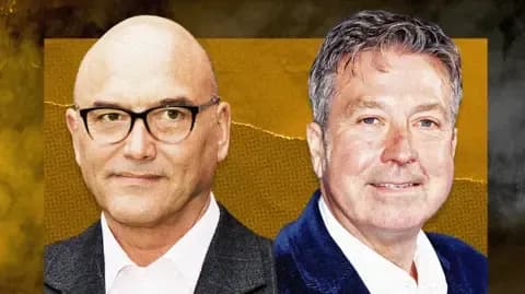 Ảnh chân dung của hai MC MasterChef Gregg Wallace và John Torode.