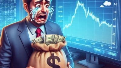 Nhà đầu tư chứng khoán buồn bã với túi tiền rỗng trong khi VN-Index liên tục lập đỉnh.