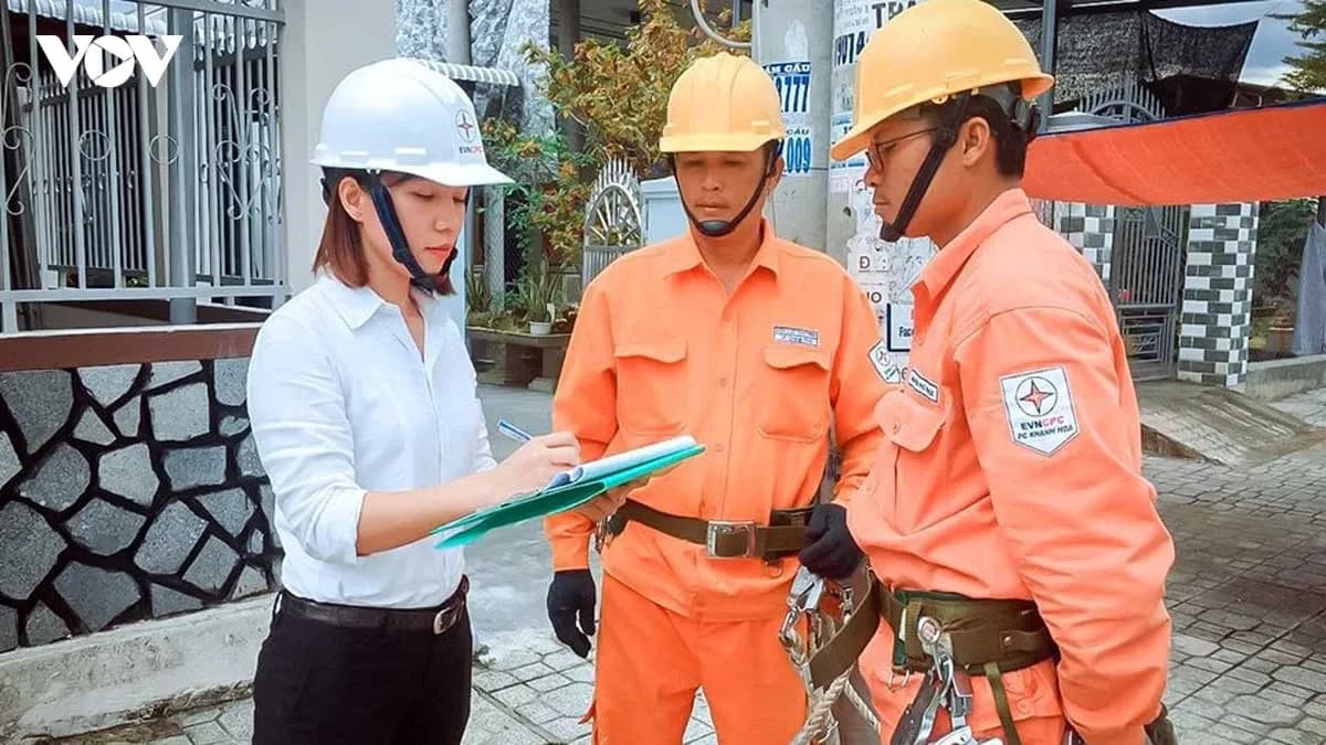 Nhân viên ngành điện EVN đang trao đổi về việc quản lý và định giá điện