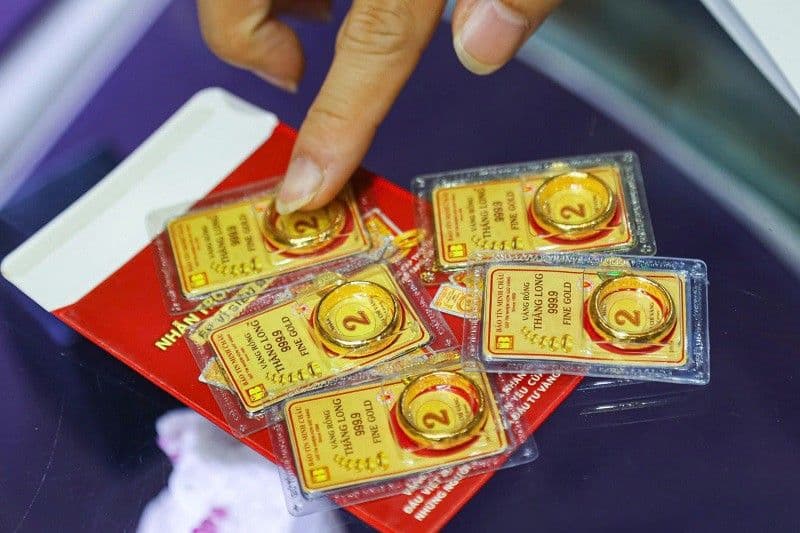 Những chiếc nhẫn vàng Rồng Thăng Long của Bảo Tín Minh Châu được đóng gói cẩn thận.