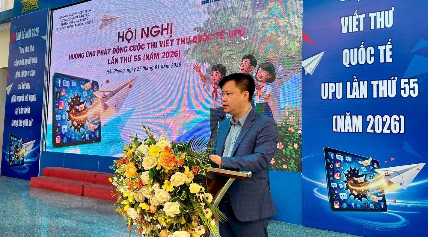 Phó Giám đốc Sở Khoa học và Công nghệ phát biểu tại lễ phát động Cuộc thi Viết thư UPU 55
