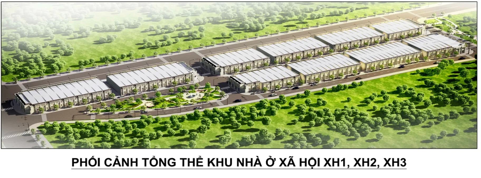 Phối cảnh tổng thể khu nhà ở xã hội, minh họa việc cụ thể hóa chính sách quy hoạch đô thị và đáp ứng nhu cầu địa phương.