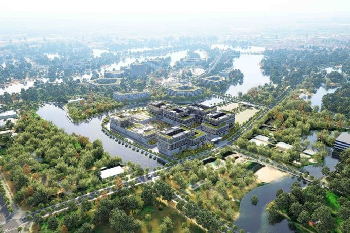 Phối cảnh tổng thể Trung tâm Nghiên cứu và Phát triển (R&D) Viettel tại Hòa Lạc