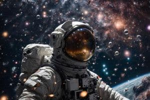 Phi hành gia trong không gian, tượng trưng cho tầm nhìn toàn cầu và sự vươn mình của FPT trên bản đồ công nghệ thế giới.