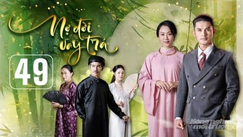 Poster phim truyền hình THVL1 Nợ Đời Vay Trả với các diễn viên mặc trang phục truyền thống miền Tây