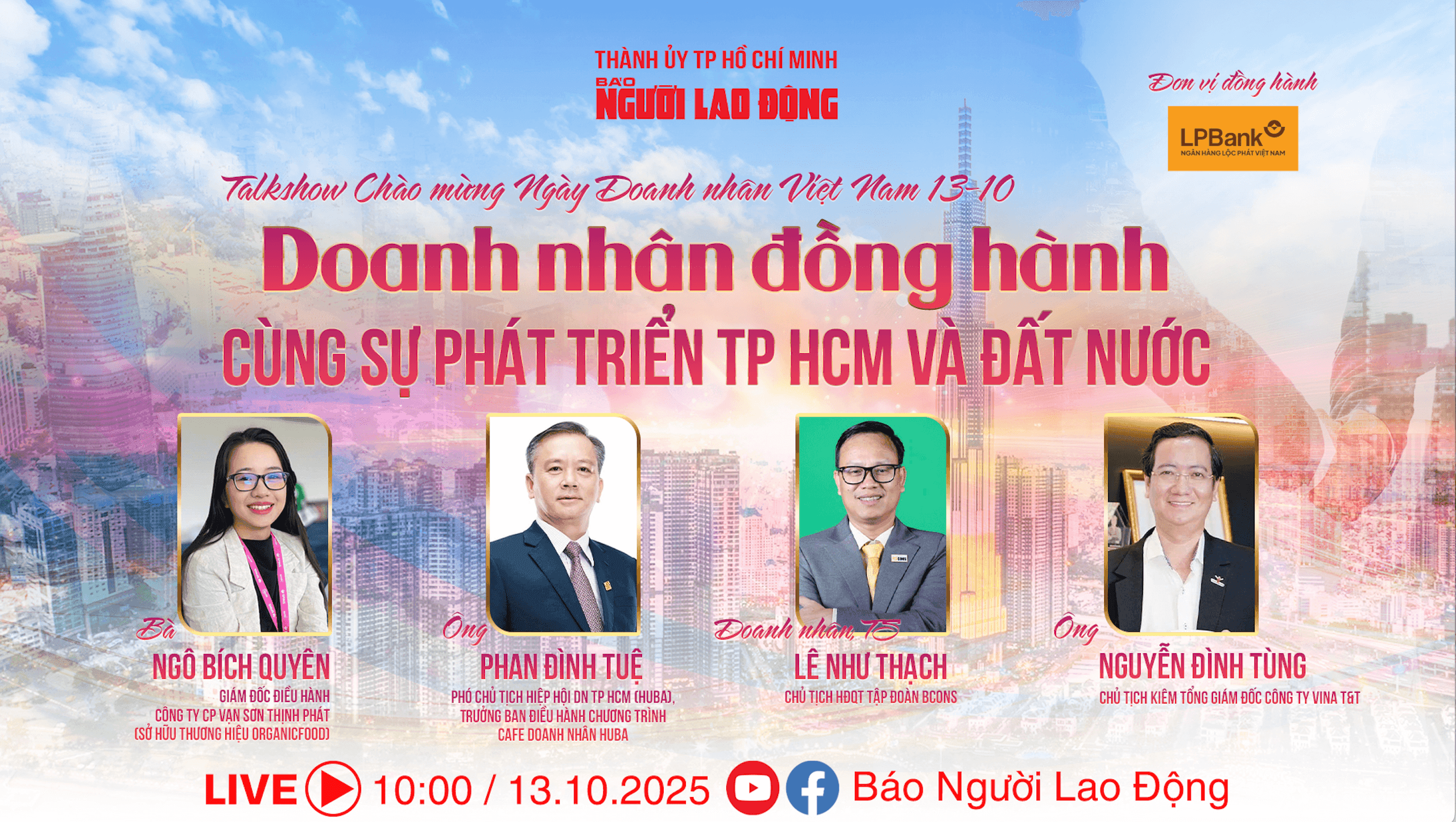 Poster talkshow 'Doanh nhân đồng hành cùng sự phát triển TP HCM và đất nước' chào mừng Ngày Doanh nhân Việt Nam 13/10