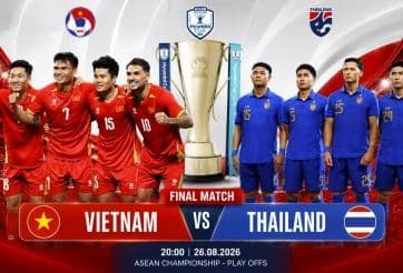 Poster trận chung kết ASEAN Championship giữa Việt Nam và Thái Lan, đại diện cho sự cạnh tranh nội bộ truyền thống của bóng đá Đông Nam Á.