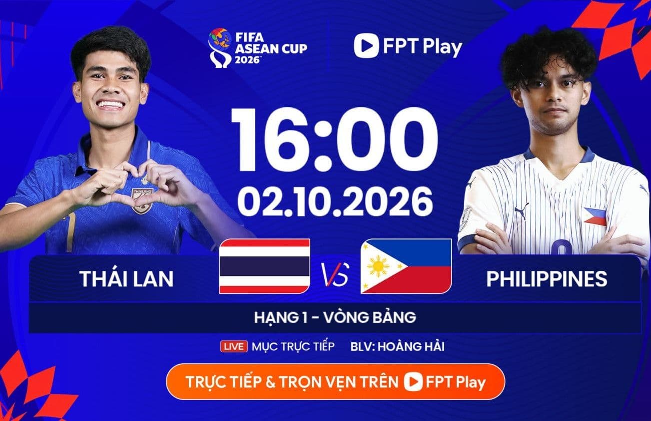 Poster trận đấu FIFA ASEAN Cup 2026 giữa Thái Lan và Philippines, biểu tượng cho cục diện mới của bóng đá khu vực