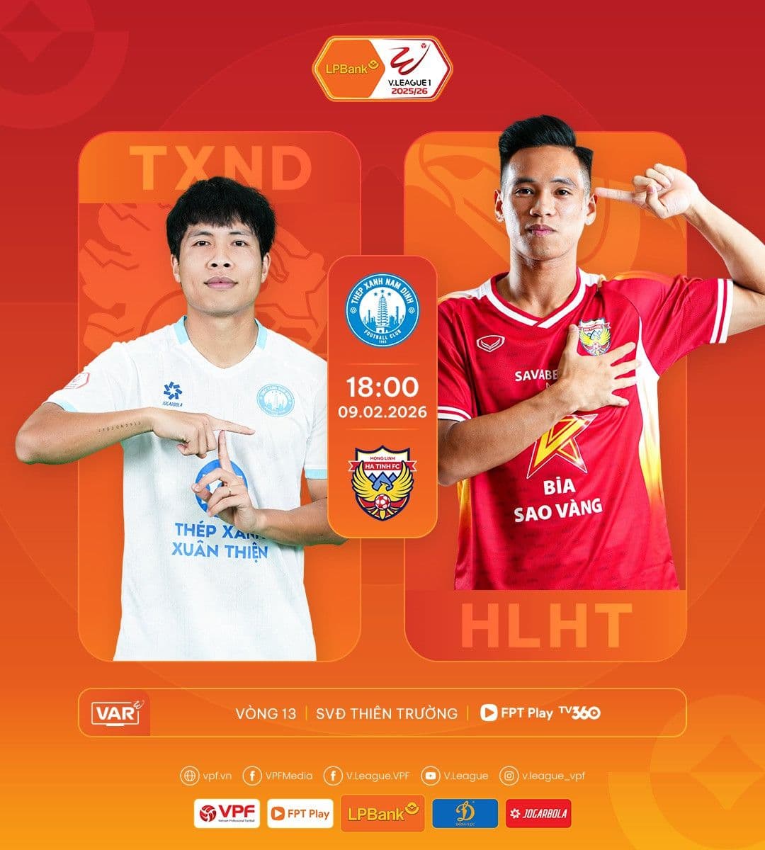 Poster trận đấu V.League giữa Thép Xanh Nam Định và Hồng Lĩnh Hà Tĩnh