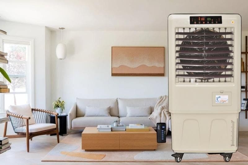 Quạt hơi nước, một giải pháp làm mát thay thế khi không có điện hoặc để tiết kiệm năng lượng.