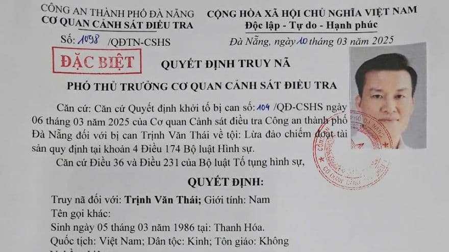 Quyết định truy nã đặc biệt đối tượng liên quan đường dây lừa đảo nghìn tỷ của Mr Pips, thể hiện cuộc truy lùng gắt gao.