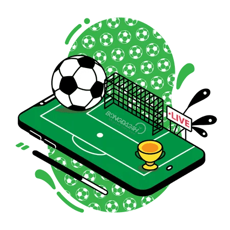 Sân bóng đá và biểu tượng cúp, tượng trưng cho đấu trường TQL Stadium.