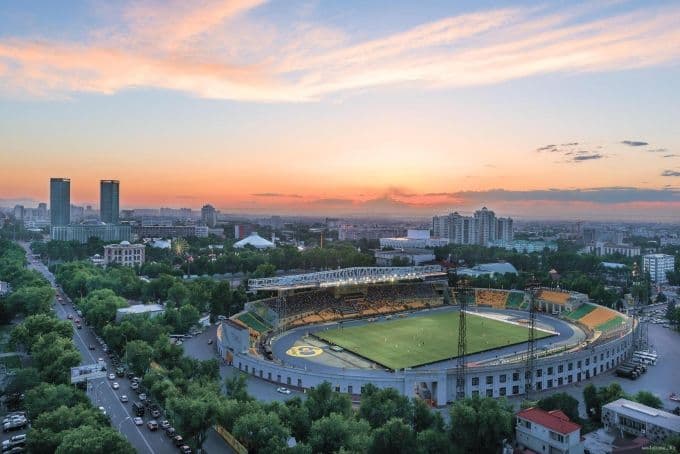 Sân Central Stadium ở Almaty, nơi FC Kairat sẽ thi đấu trận lượt về lịch sử Champions League.