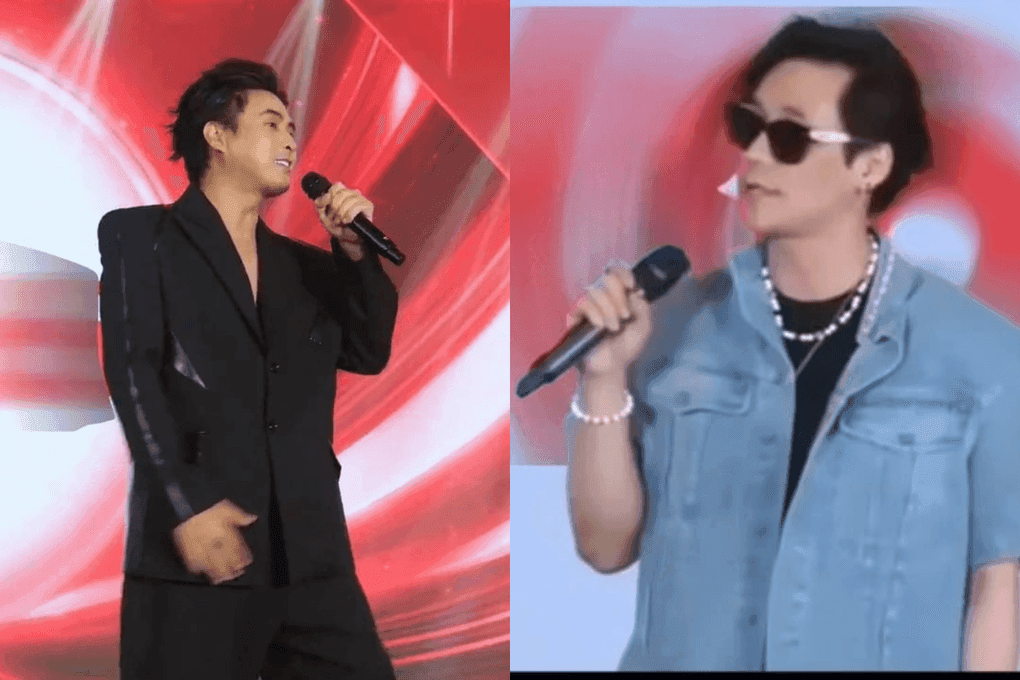 Sơn Tùng M-TP và một nghệ sĩ khác biểu diễn trên sân khấu, minh họa cho các sự cố liên quan đến nhà tài trợ cá độ.