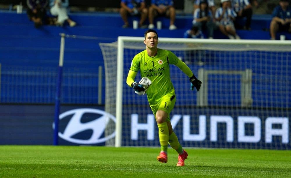 Thủ môn Nguyễn Filip của CLB Công an Hà Nội trong trận đấu.