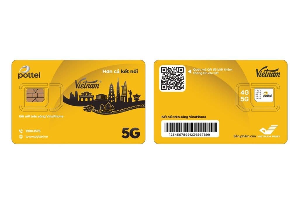 Thẻ SIM Pottel 5G màu vàng của Vietnam Post, mạng di động ảo mới tại Việt Nam.
