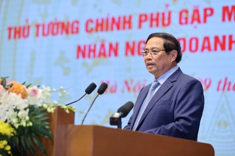 Thủ tướng Phạm Minh Chính phát biểu tại hội nghị gặp mặt doanh nghiệp, doanh nhân.