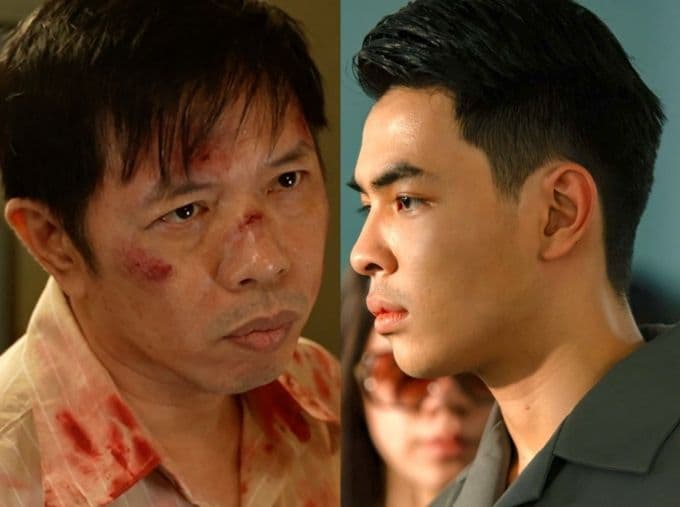 Thái Hòa trong vai Long và con trai Thiên Minh trong phim 'Tử chiến trên không', thể hiện chiều sâu tâm lý nhân vật.